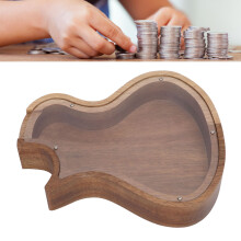 Salvadanaio a forma di chitarra - legno massiccio, colore legno