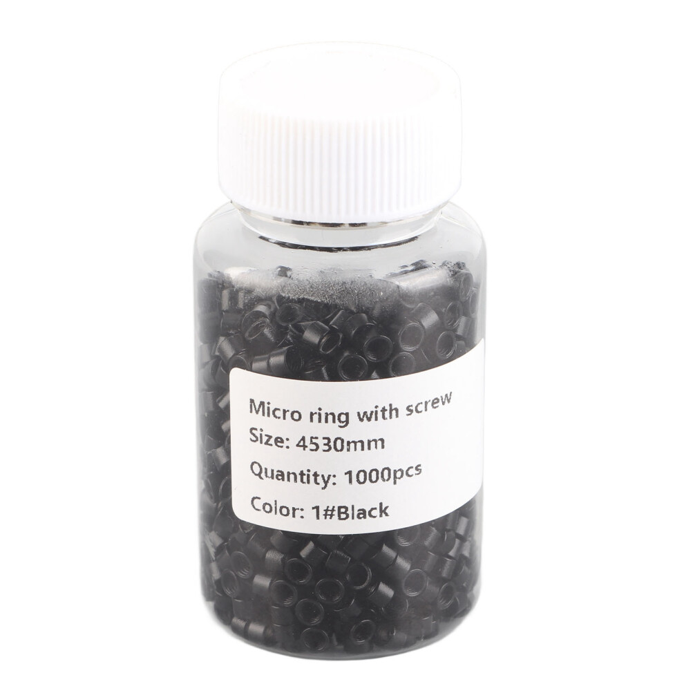 Unisex Black 1000Pcs Aluminum Micro Links Rings Beads Screw