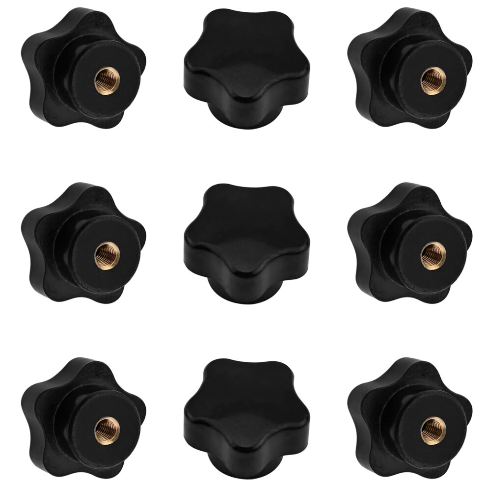 9Pcs Star Knobs M6 (6Mm) X 32Mm Female Thread Metal Clamping Handle Knobs For Mechanical Equipment Black 6276012514871