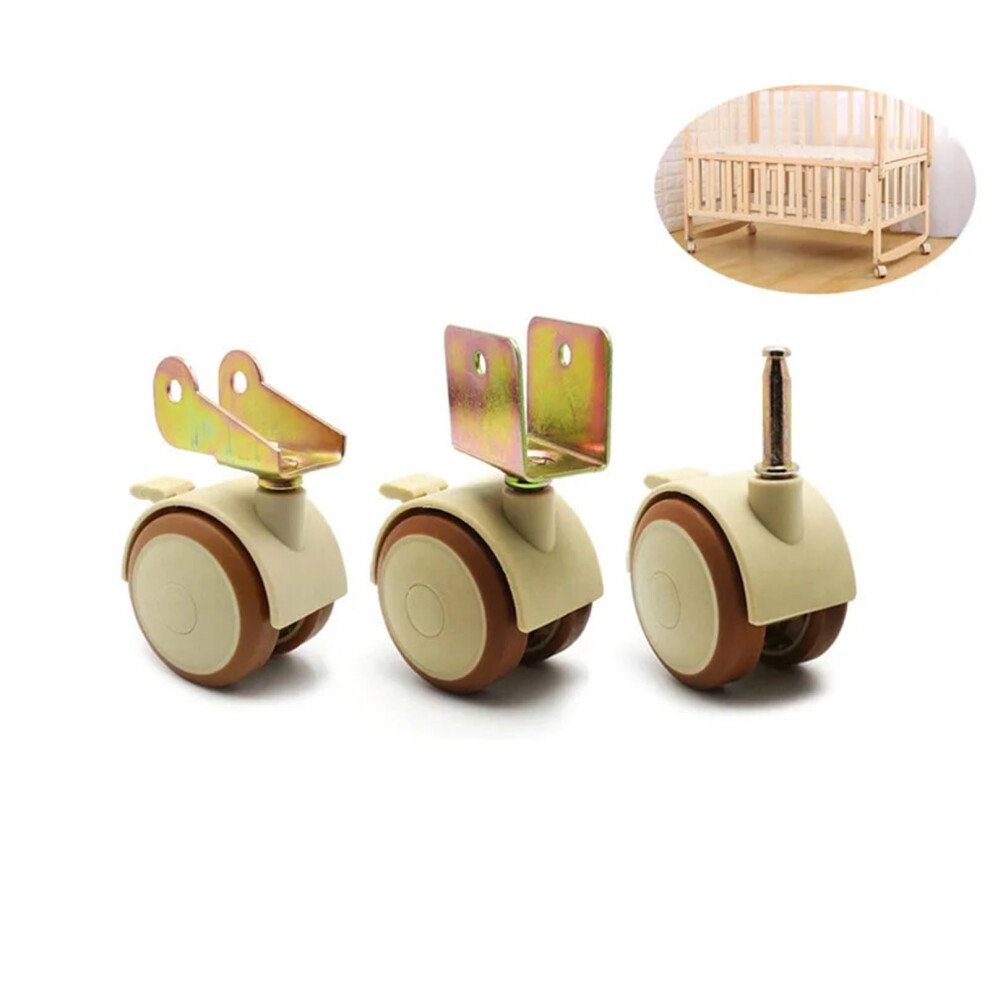 2 Inch Swivel Casters With Brake - 4 Pcs Nylon Furniture Wheels For Cribs, Cabinets, Trolleys, And Baby Beds (25Mm) 6482260701486