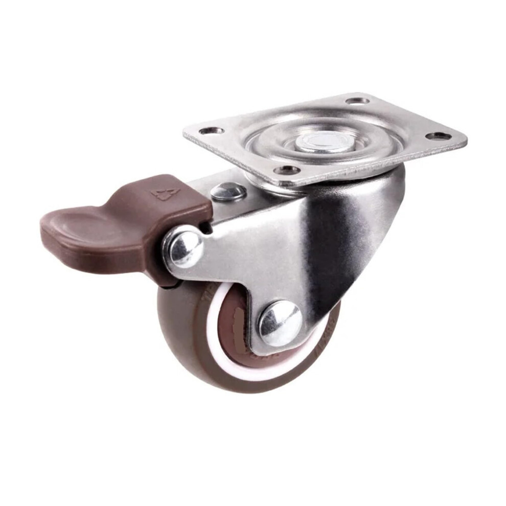 Rubber Swivel Caster Trolley With Brake - 1 Inch, 1.25 Inch, 1.5 Inch, 2 Inch Furniture Casters (Color: C-Brake) 6947110210728