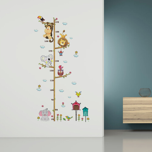 Adhesive Cute Elephant Lion Kids Height Chart Wall 2