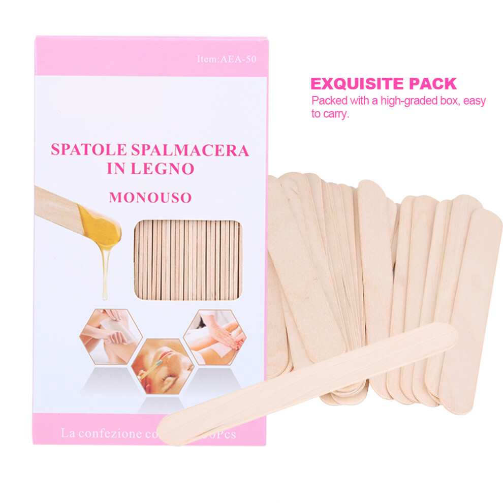 Cream 50Pcs Wooden Wax Spatula Tongue Depressor