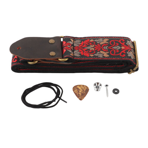 Testa della tracolla per chitarra: Acustica/Elettrica, Floreale Nero 1