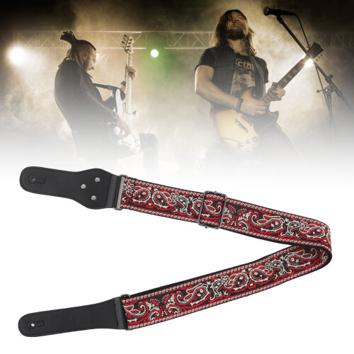 Kit de sangle de guitare : nylon réglable, rouge/gris 2