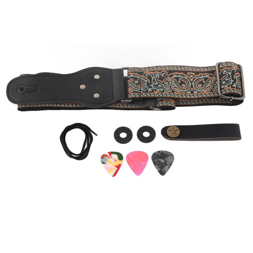 Kit sangle de guitare - Nylon réglable, vert-brun 1