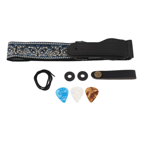 Kit de correa para guitarra ajustable de nylon azul gris 1