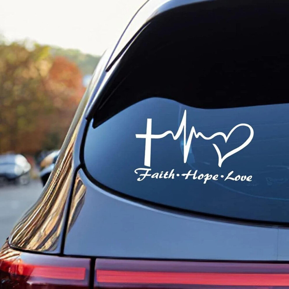 Hope Faith Love Heart Car Decal Stickers For Windows Tablets Laptops Water Bottles Jesus Cross Design 2025 Trend 6276012515335