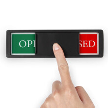Open/Closed Slider Privacy Sign for Business Door - Black Self-Adhesive Magnetic Sign for All Surfaces