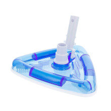 Weighted Transparent Triangular Pool Vacuum Head with Swivel Hose Connection for 1-1/4" or 1-1/2" Hose, EZ Clip Handle, Vinyl Safe