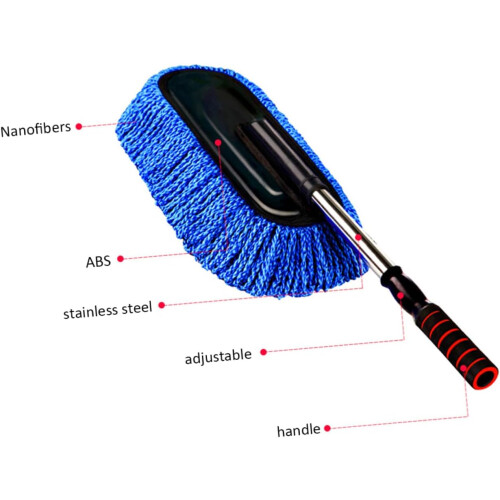 Car Dashboard Duster Telescopic Microfiber Brush for Auto Cleaning Long Handle Car Care Tool for Interior Detail 2