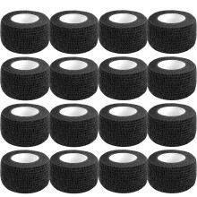 Self Adhesive Bandage Wrap 1 Inch 5 Yards 16 Pack Black Elastic Cohesive Tape for First Aid Vet Wrap Sports Use