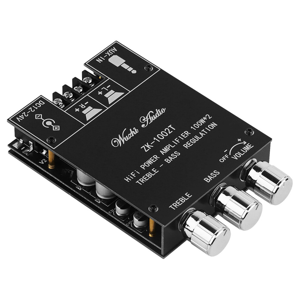 Zk-1002T Bluetooth Amplifier Board 100W*2 Mini Audio Amp 2.0Ch With Treble Bass Control Bt Aux Inputs Dc 9-24V 6482260703480