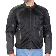 Men's Black Armored Nylon Mesh Jacket with Reflective Piping, Concealed Carry Pocket, 2X-Large Size