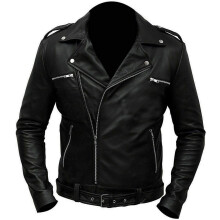 Men's Retro Distressed Motorcycle Leather Jacket - Vintage Cafe Racer Biker Jacket in Black, Sizes S-XXL, Genuine Leather
