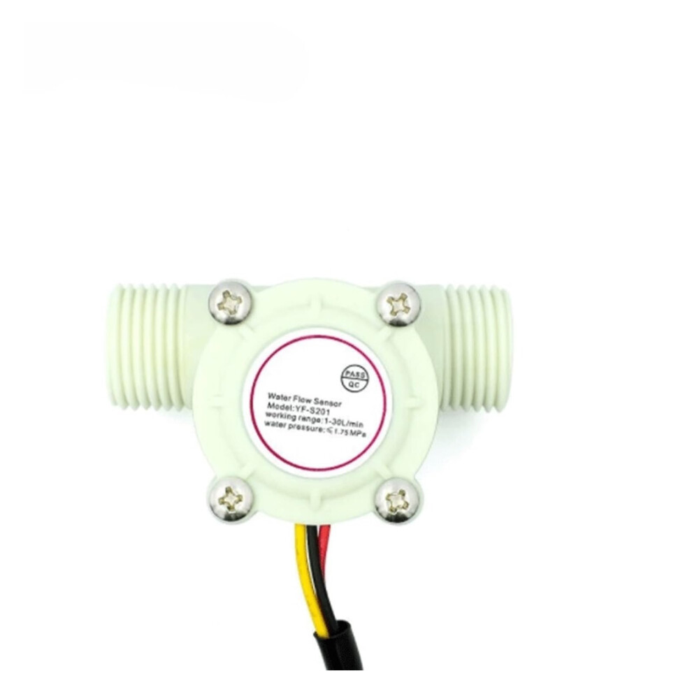 Yf-S201 Water Flow Sensor 1-30L/Min 2.0Mpa Liquid Flowmeter For Water Control, White Color, High Precision 6276012517544
