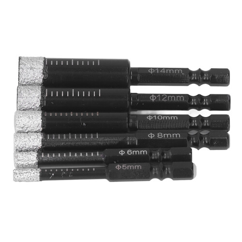 6 Piece Diamond Drill Bit Set for Ceramic Marble Tile Glass Masonry
