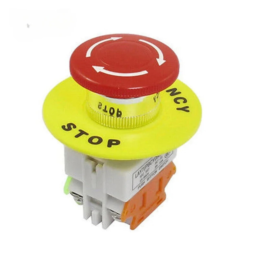 Red Mushroom Cap Emergency Stop Push Button Switch Dpst Ac 660V 10A For Lift Elevator Latching Self Locking 6947110214535