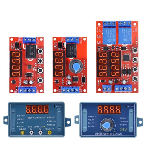 DC 5V 12V 24V 10A Adjustable Time Delay Relay Module with 32 Modes LED Digital Timer Control Switch Pulse Cycle 24V with Case 1