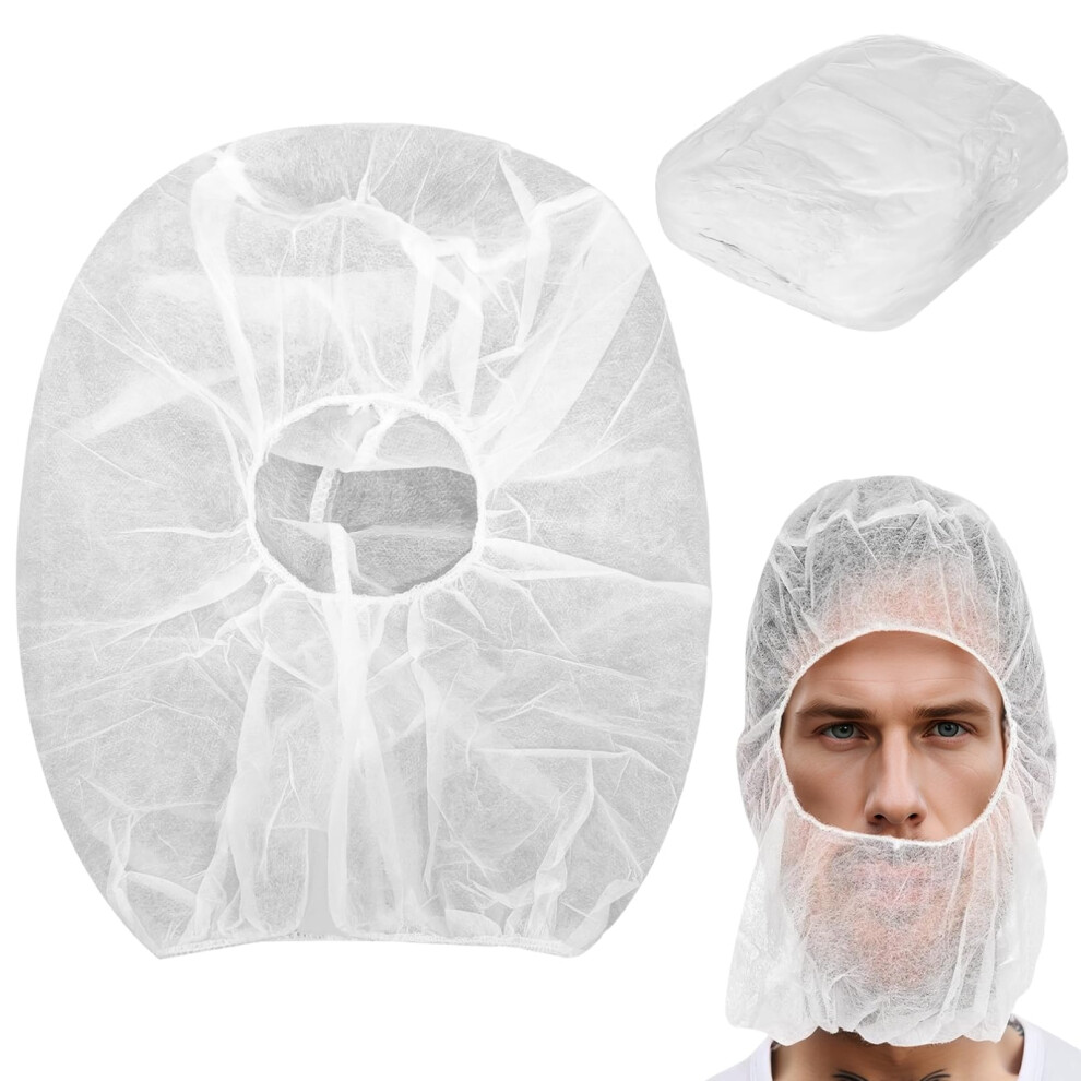 100 PCS Disposable Beard and Hair Nets, Breathable Non-Woven Bouffant Caps, Elastic Head Covers for Food Service and Salons