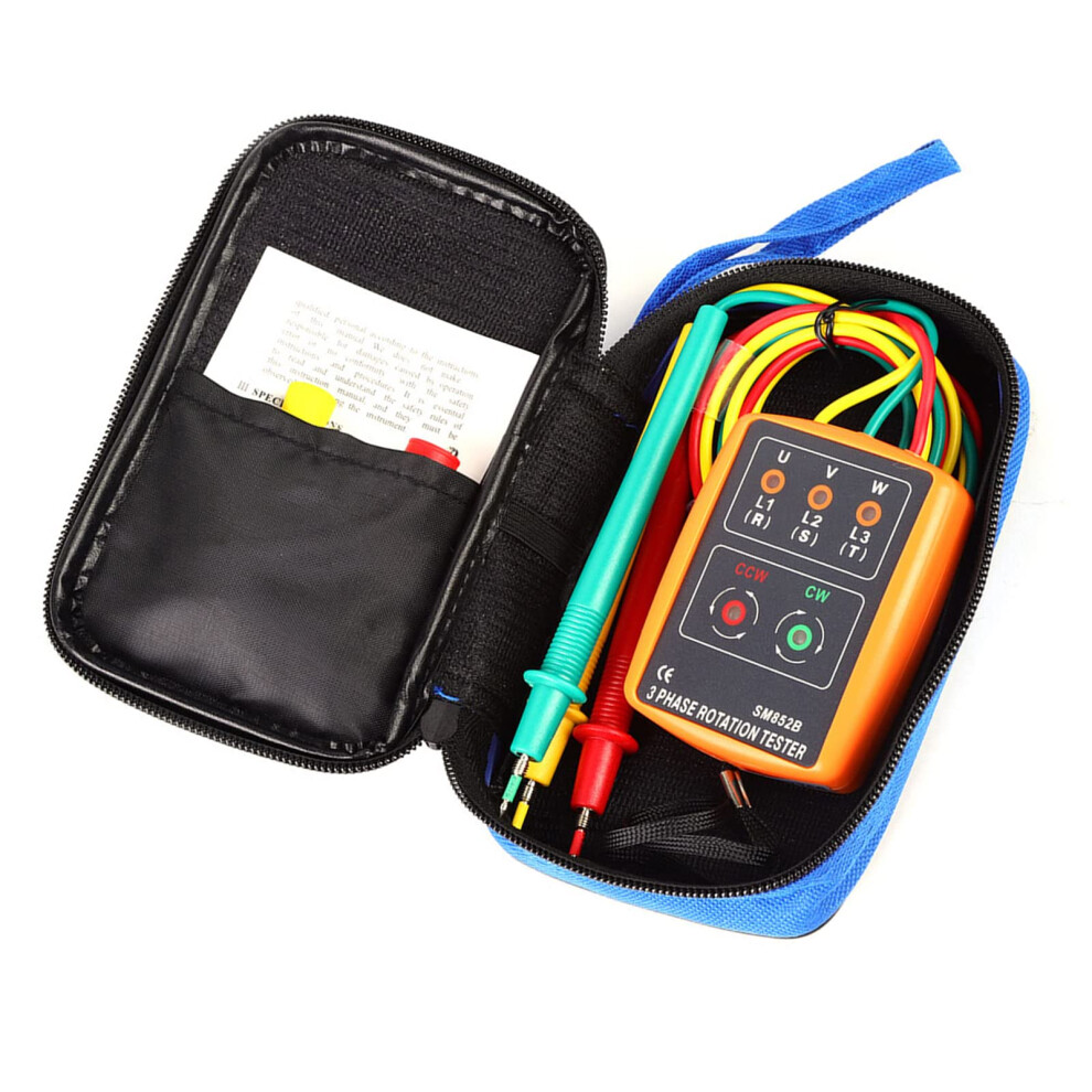 852B 3 Phase Sequence Tester, 60V-600V Ac Phase Rotation Indicator, 20Hz-400Hz Phase Angle Controller 6276012518312