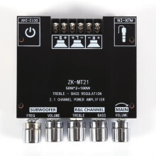 ZK-MT21 2.1 Channel Bluetooth 5.0 Subwoofer Amplifier Board 50W+50W+100W aptX Low Latency AUX Input for Home Theater Audio
