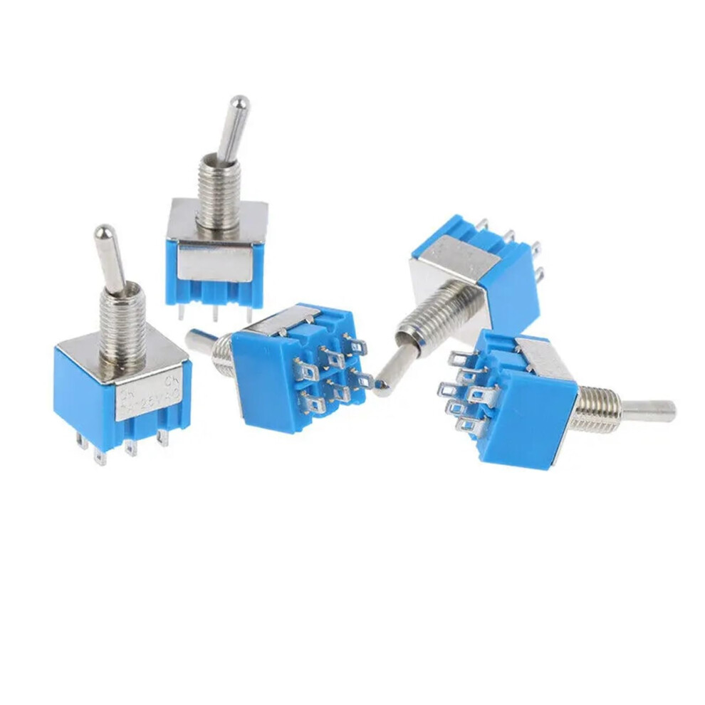 Miniature Toggle Switch Dpdt 5Pcs On-On 120Vac 6A 1/4 Inch Mounting Mts202 Double Pole Double Throw 6482260705996