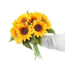 15PCS Artificial Sunflowers Faux Flowers Bouquet with Stems