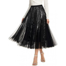 Sequin Long Tulle Skirt Layered Flowy Fairy Sparkle Mesh Skirts