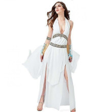 Women's Long Gown Sexy Halter Backless Robe Cosplay Halloween Carnival Party Fancy Dress
