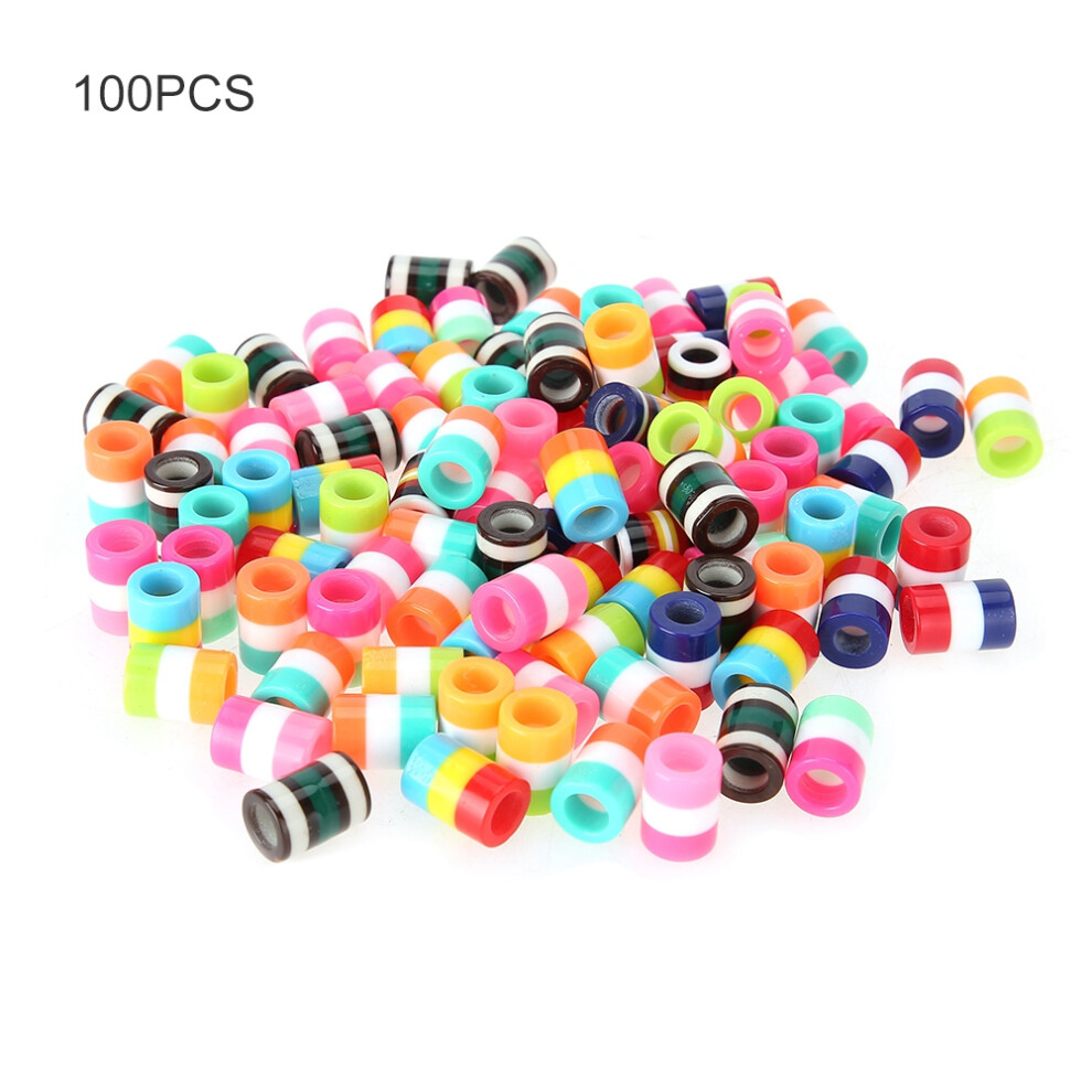 Unisex 100Pcs Colorful Resin Hair Braid Beads Rings Cuff