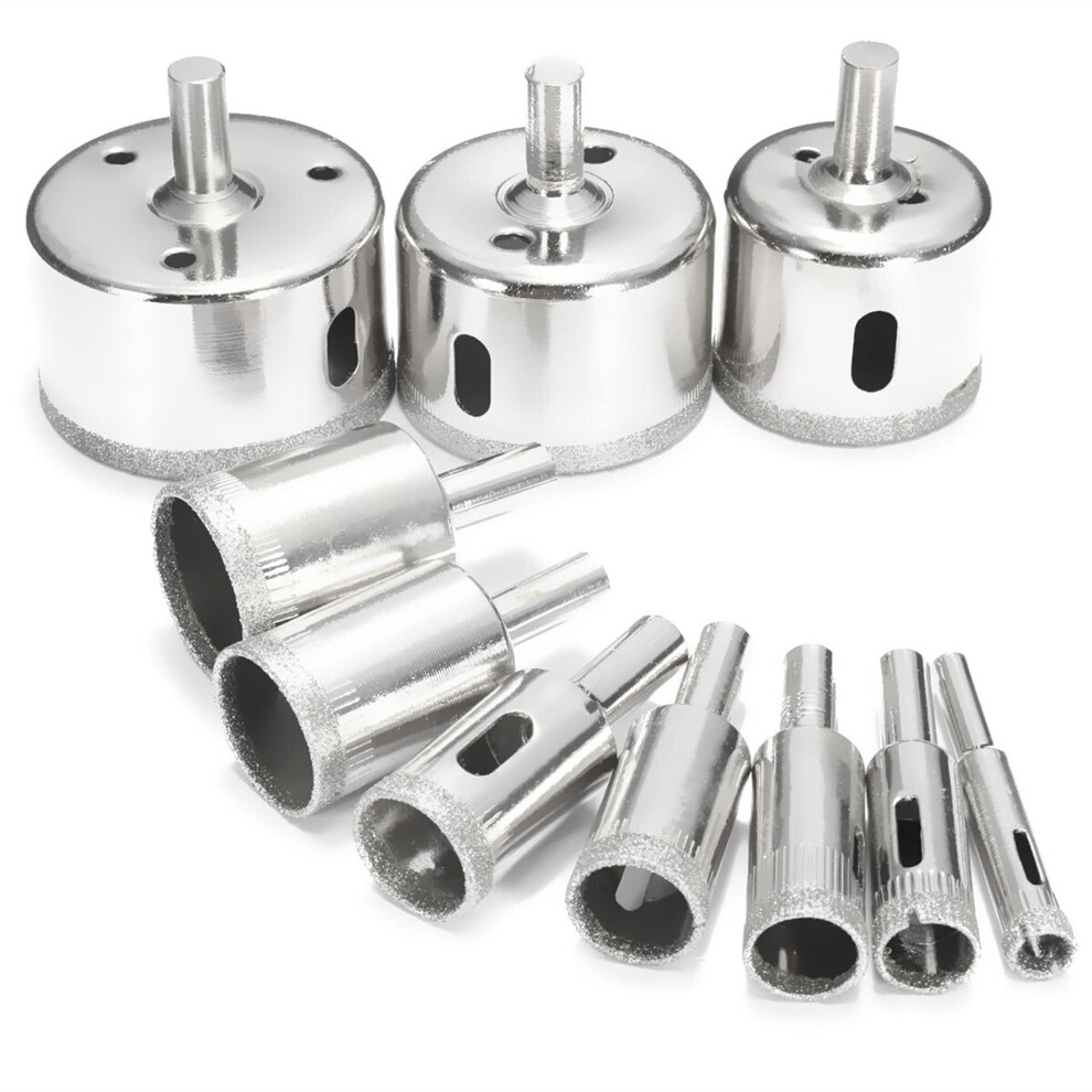 Diamond Hole Saw Set 10Pcs For Tile Ceramic Glass Porcelain Marble 8Mm-50Mm Drill Bit Sizes Compatible With Power Tools 6493810710445