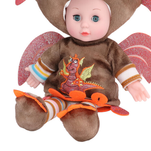 Muñeca bebé dinosaurio 40cm/15.7in café 140mAh peluche 2