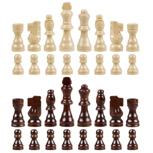 Conjunto de 32 piezas de repuesto para ajedrez – Rey de 75 mm, blanco/marrón 1