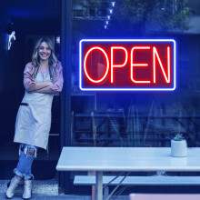 Open Signs for Business Ultra Bright 16 Inch LED Neon Open Sign with ON/OFF Switch for Storefront Window Bar Salon Cafe