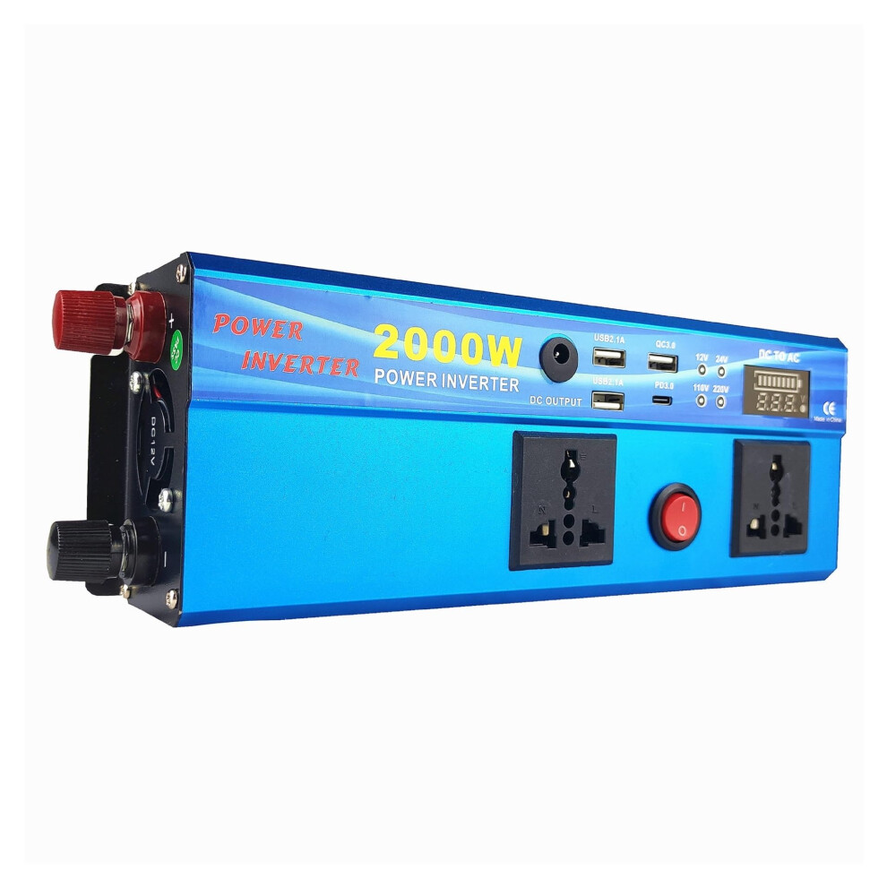 2000W Led Digital Display Inverter With Usb Fast Charging Type-C 12V To 220V Compatible With Various Devices 6482260707723