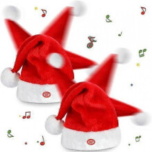 2 Pcs Singing and Dancing Christmas Hat Electric Swing Moving Santa Hat