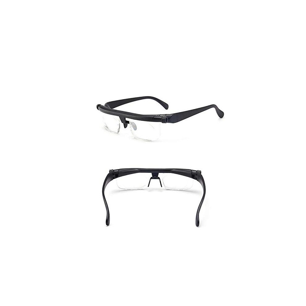 Upgraded Adjustable Focus Glasses for Unisex Adults, Black +1.0 to +3.0 Diopters, Adjustable Reading Specs