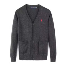(Dark gray, L) Small Pony Men's Knitwear, Knit Cotton Sweater Pullover