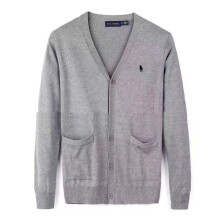 (Light gray, XL) Small Pony Men's Knitwear, Knit Cotton Sweater Pullover