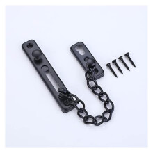 Stainless Steel Anti-Theft Door Chain Lock for Bedroom and Hotel, Black Safety Door Bar with Screws and Insurance Bolt