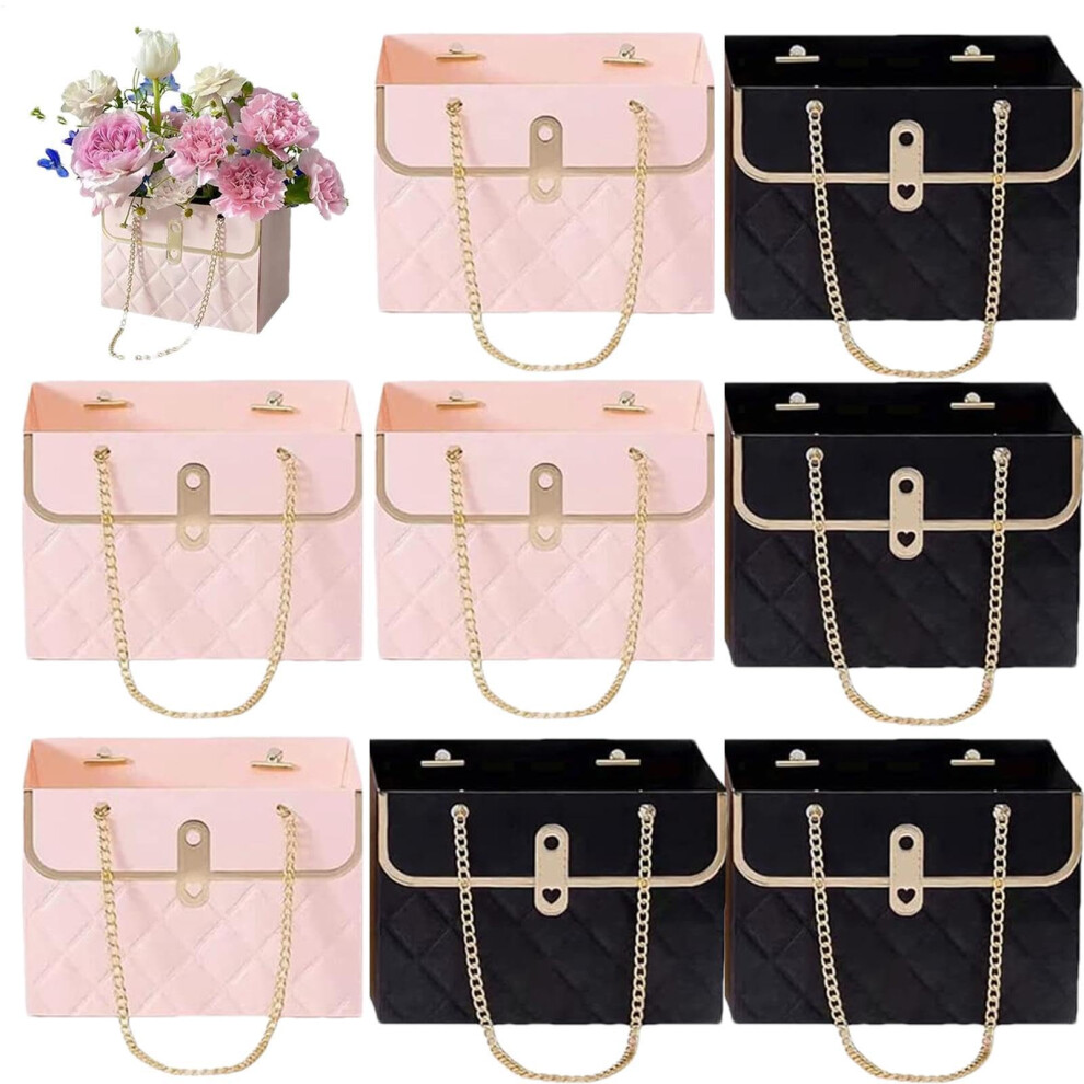 8 Pack Flower Bouquet Gift Box, Empty Paper Flower Arrangement Boxes with Handle for Wedding, Birthday, Home Decor-image-OPC-PJNZMZH-NEW