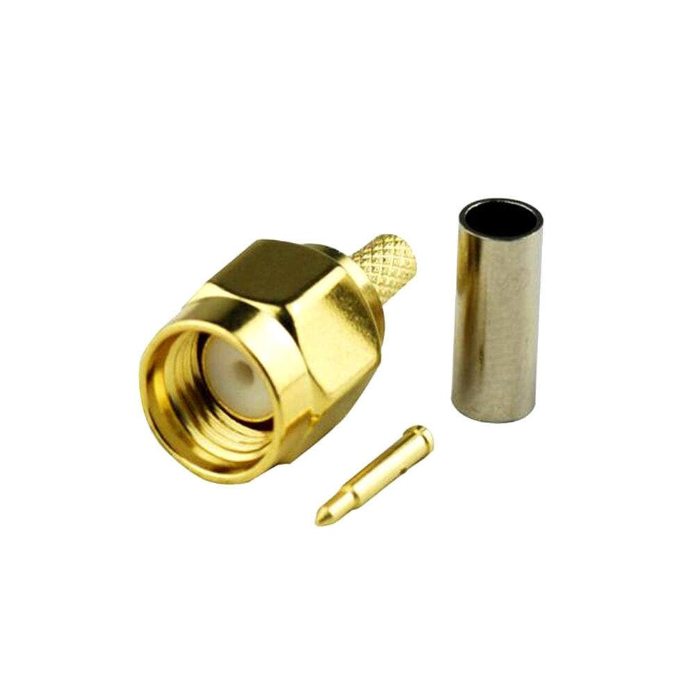 100Pcs Sma Male Crimp Plug Connector For Rg316 Rg174 Lmr100 Coaxial Cable, 50 Ohm, Durable Brass Construction 6947110218816