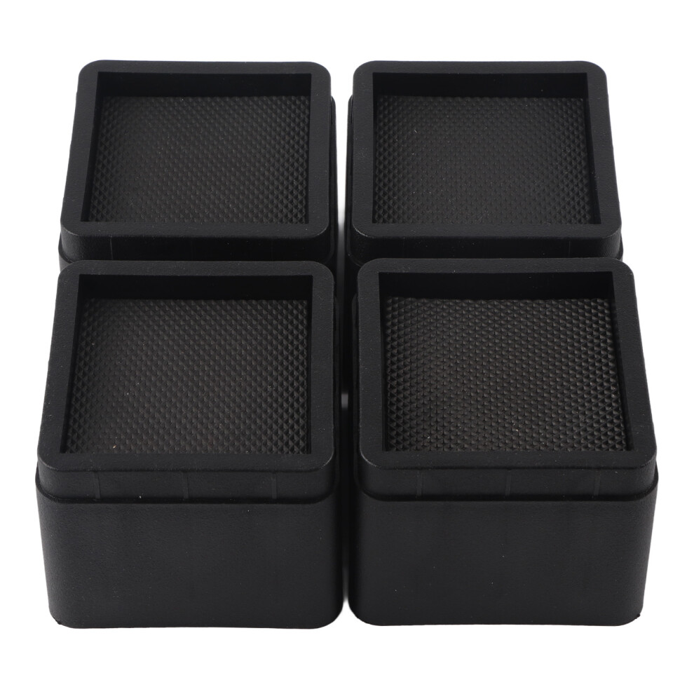 4Pcs Durable Stackable Bed Risers Black Square 9387669981569