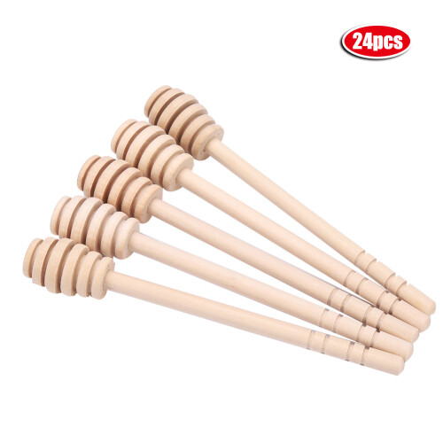 24Pcs Wooden Honey Dripper Stick Server Jam Syrup