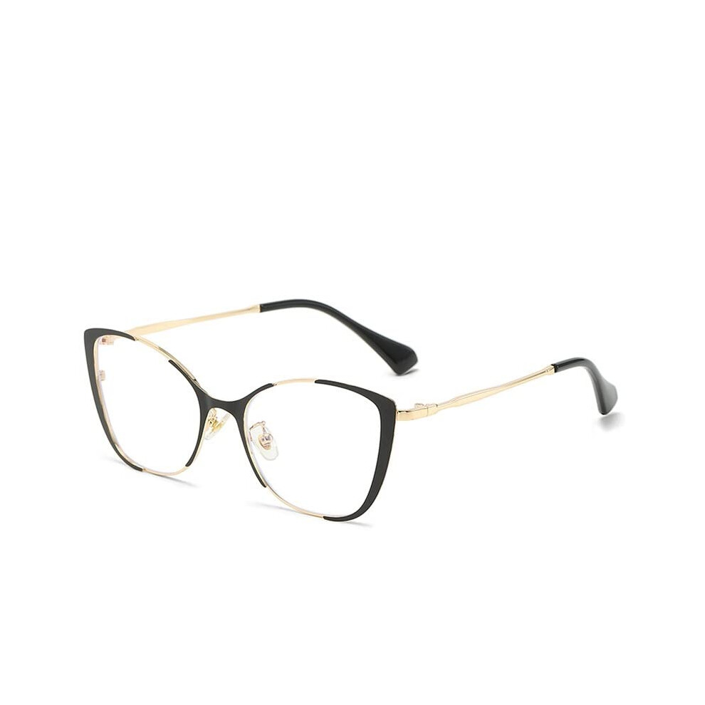 Stylish Computer Reading Glasses Blue Light Blocking Cat Eye Readers for Women +200 Strength D1 Color Spring Hinge Design