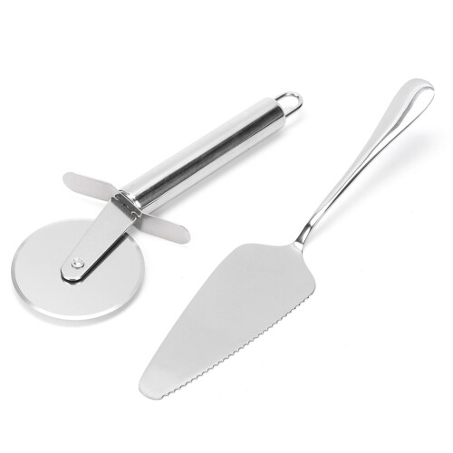 2pcs Kitchen Stainless Steel Pizza Knife Spatula 1