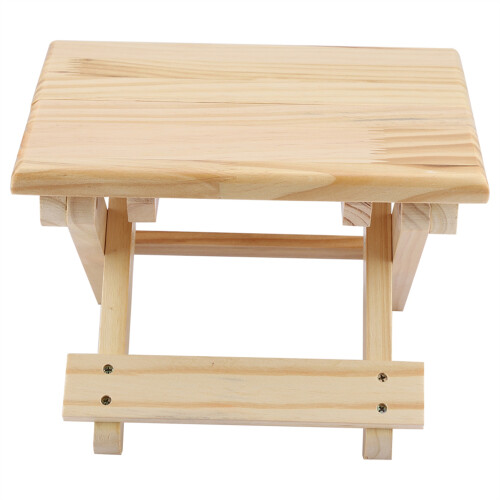 Foldable Solid Wood Small Square Bench Rural 1