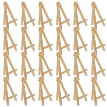 5" Mini Easel Stand - 24 Pack Natural Wooden A-Frame Tabletop Display for Small Canvases, Crafts, Photos, and Signs