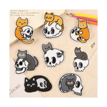 Decals for T-Shirt Clothing 8 Pcs Halloween Embroidery Patch Fabric Stickers Skull Cat Clothes Badge Applique DIY Costume